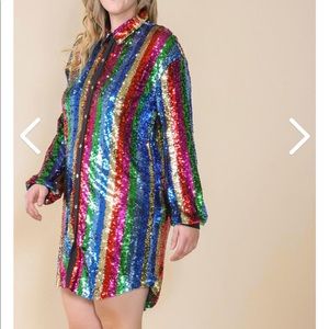 Multi-Color Sequin Shirt Dress SZ 1X